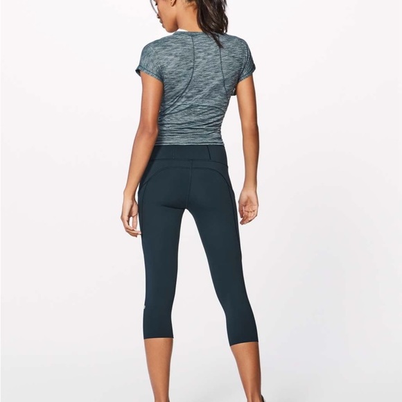 Lululemon Fast & Free Crop Leggings Tights Nulux Noctural Teal Sz. 6 - Picture 2 of 11